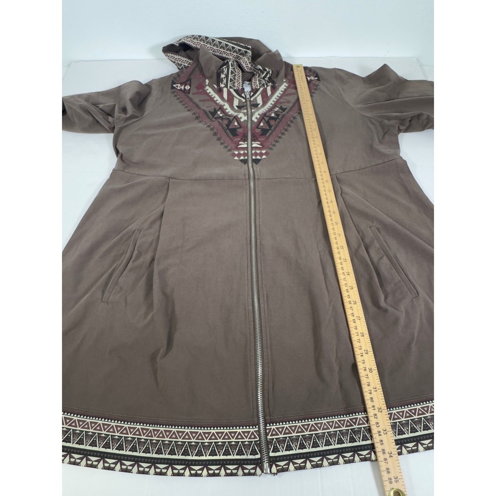Monroe & Main Brown‎ Geometric Aztec Print Zip Up Hoodie Long Sleeve Women 3X - Picture 9 of 10